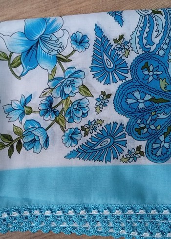 Dantel Detaylı Mavi Kadın yazma - Görsel 4