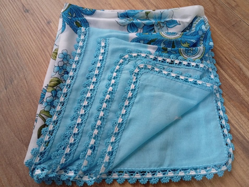 Dantel Detaylı Mavi Kadın yazma - Görsel 3