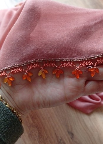 Pembe Boncuklu Bohem Kadın Şal - Görsel 4