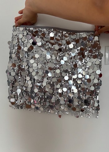 Gri Payetli Etek - Görsel 3