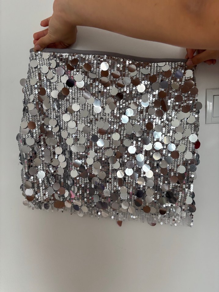 Gri Payetli Etek - Görsel 3