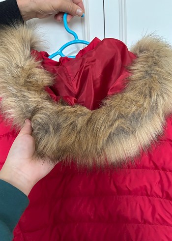 Kürklü Kırmızı Unisex Mont - Görsel 3