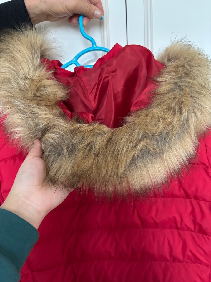 Kürklü Kırmızı Unisex Mont - Görsel 3