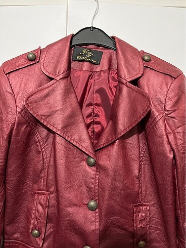 Diğer cherry red vintage kadın deri ceket