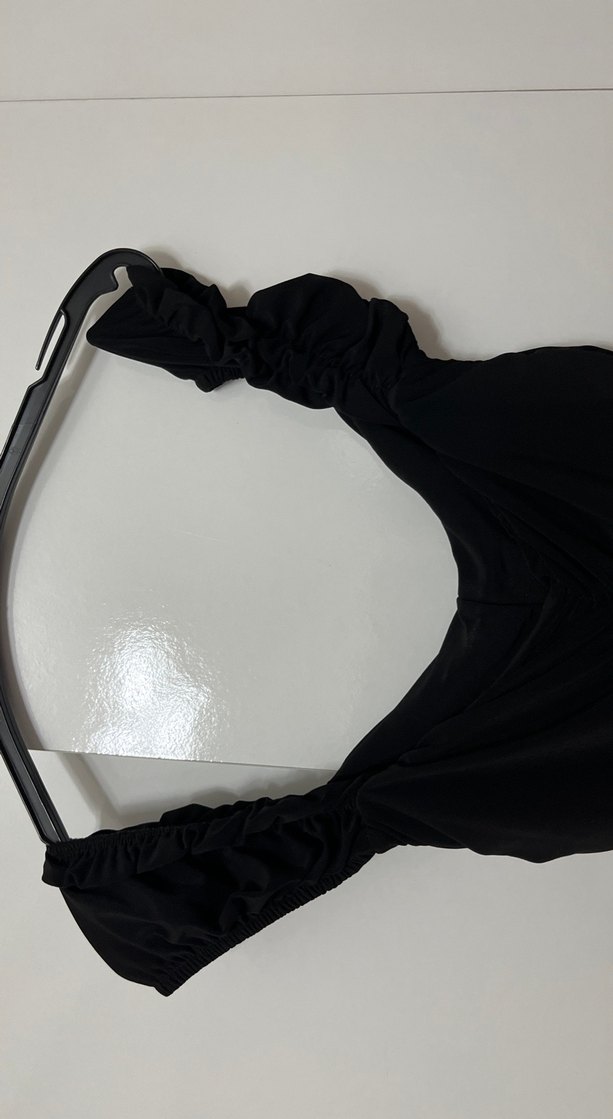 Siyah Drapeli kısa Kadın Abiye Elbise - Görsel 3