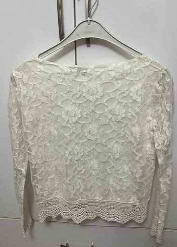 Dantel Detaylı Beyaz Kadın Bluz - Görsel 2