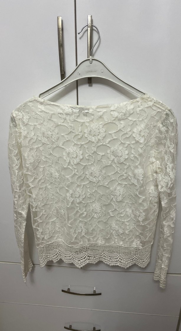 Dantel Detaylı Beyaz Kadın Bluz - Görsel 2