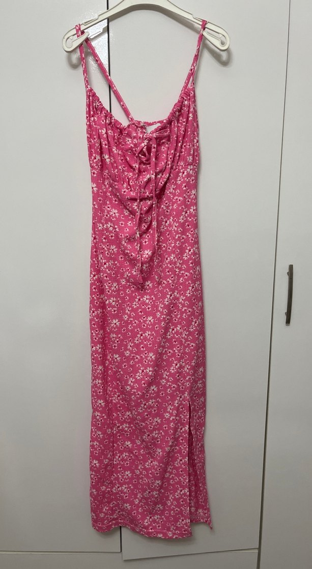 Pembe Uzun Askılı Bohem Elbise - Görsel 2