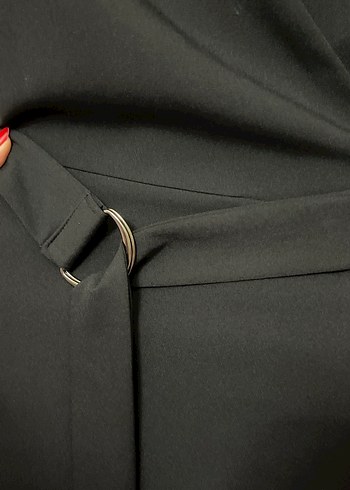 Siyah Uzun V yaka  Kadın Elbisi - Görsel 4