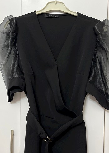 Siyah Uzun V yaka  Kadın Elbisi - Görsel 2