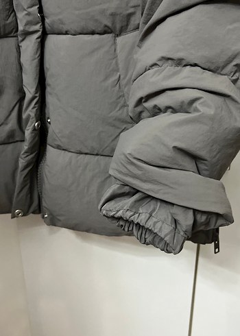 Gri Kadın Midi Boy Kışlık Mont - Görsel 5