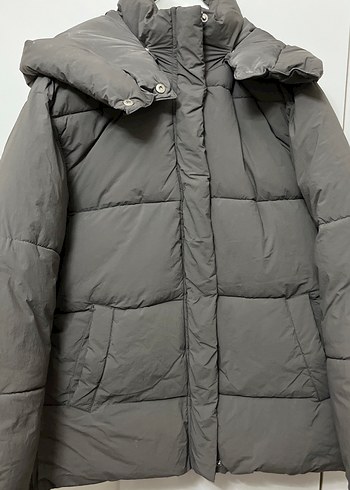 Gri Kadın Midi Boy Kışlık Mont - Görsel 2