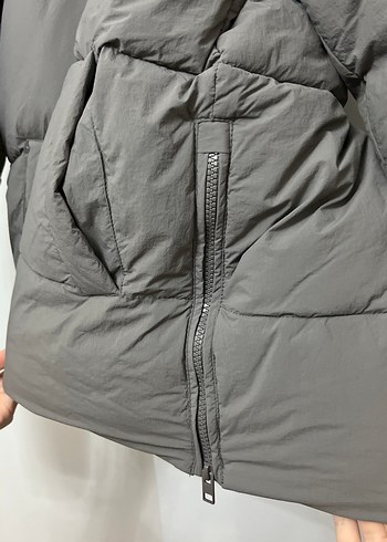 Gri Kadın Midi Boy Kışlık Mont - Görsel 4