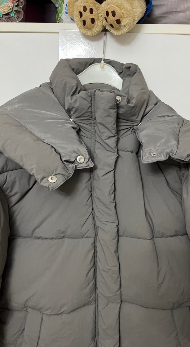 Gri Kadın Midi Boy Kışlık Mont - Görsel 3