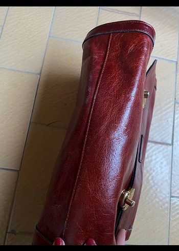 Bordo Vintage Deri Kadın Çanta - Görsel 4