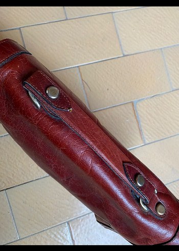 Bordo Vintage Deri Kadın Çanta - Görsel 5