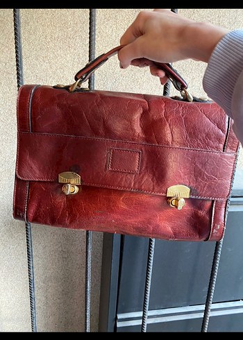 Bordo Vintage Deri Kadın Çanta - Görsel 2