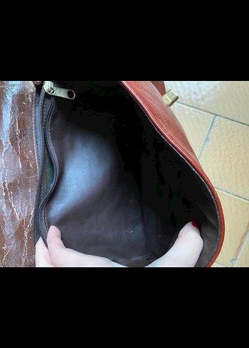 Bordo Vintage Deri Kadın Çanta - Görsel 6