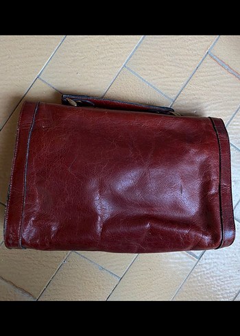 Bordo Vintage Deri Kadın Çanta - Görsel 3