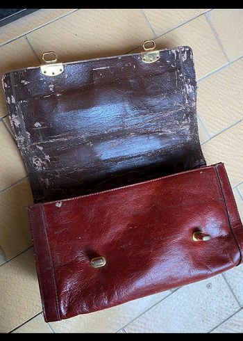 Bordo Vintage Deri Kadın Çanta - Görsel 7