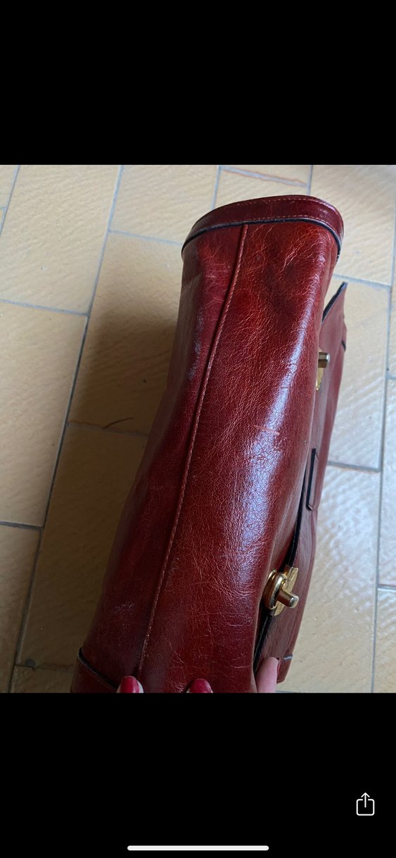 Bordo Vintage Deri Kadın Çanta - Görsel 4