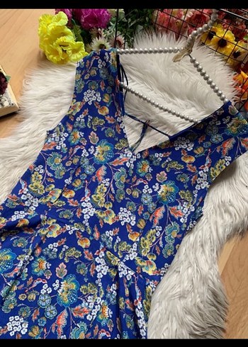 Mavi Çiçek Desenli Mini Elbise Mango - Görsel 2