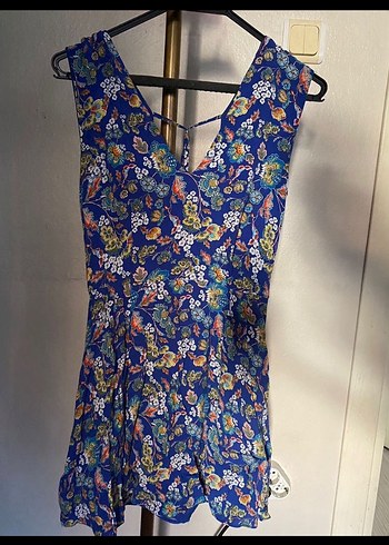 Mavi Çiçek Desenli Mini Elbise Mango - Görsel 4