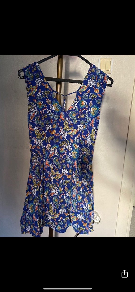 Mavi Çiçek Desenli Mini Elbise Mango - Görsel 4