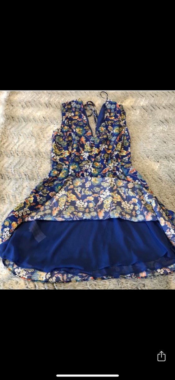 Mavi Çiçek Desenli Mini Elbise Mango - Görsel 3