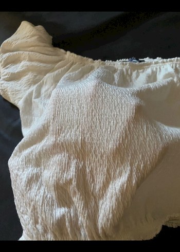 Kadın Beyaz Keten Crop Bluz Bohem - Görsel 2