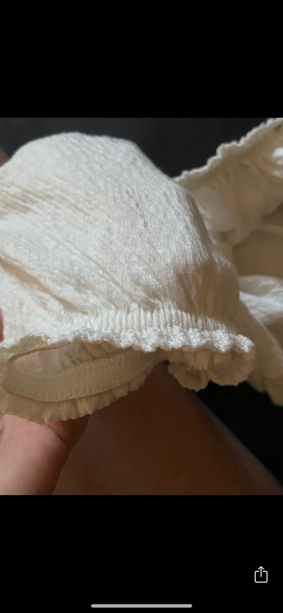 Kadın Beyaz Keten Crop Bluz Bohem - Görsel 4