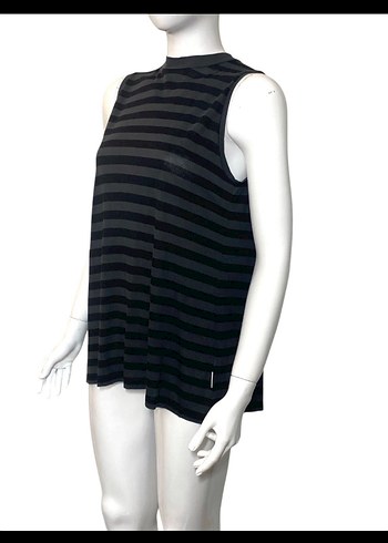 Siyah gri Çizgili grunge bluz - Görsel 3