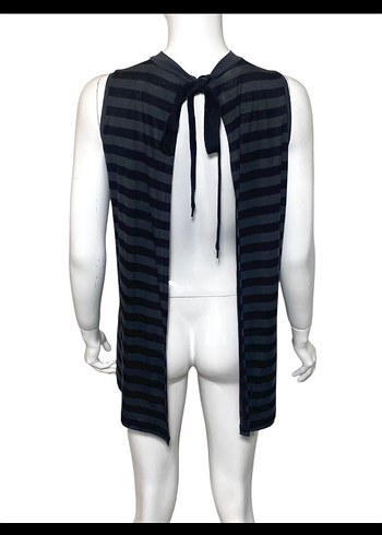 Siyah gri Çizgili grunge bluz - Görsel 2