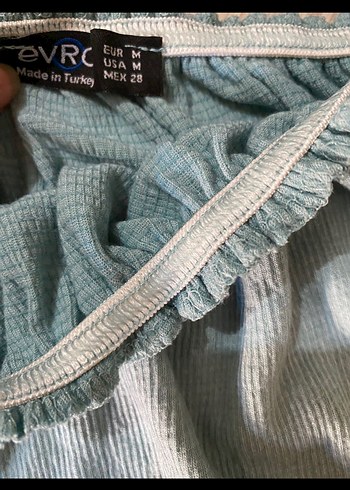 Bohem Kısa Kol Keten Bluz - Görsel 2