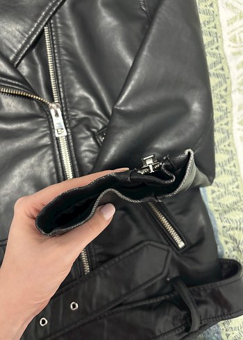 Zara Siyah Deri Biker Ceket