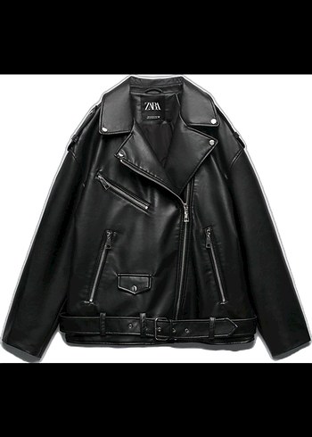 Siyah Deri Biker Ceket