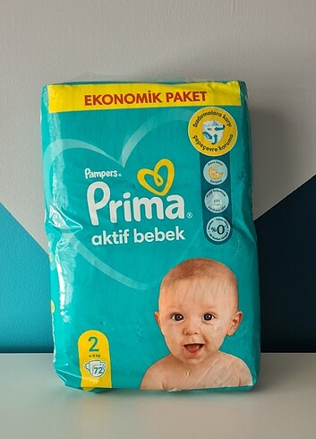 Prima Aktif bebek 2 numara bebek bezi 72'li