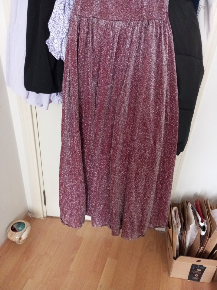 Bordo Uzun Askılı Bohem Elbise - Görsel 3