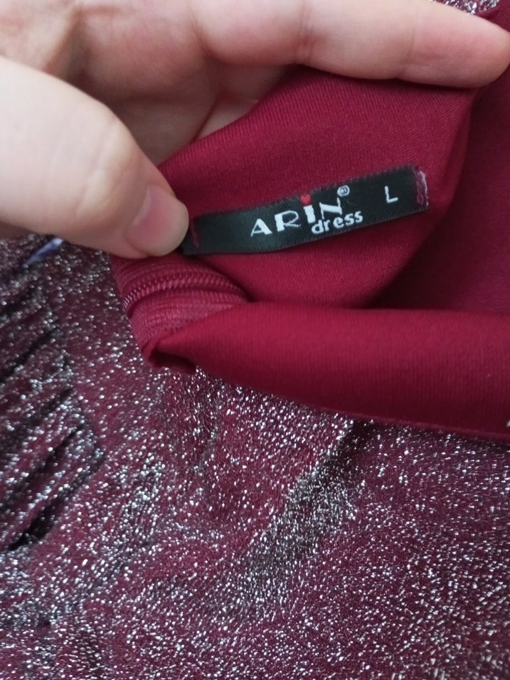 Bordo Uzun Askılı Bohem Elbise - Görsel 5