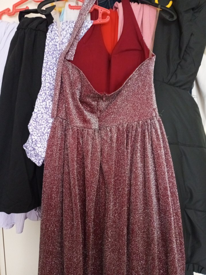 Bordo Uzun Askılı Bohem Elbise - Görsel 4