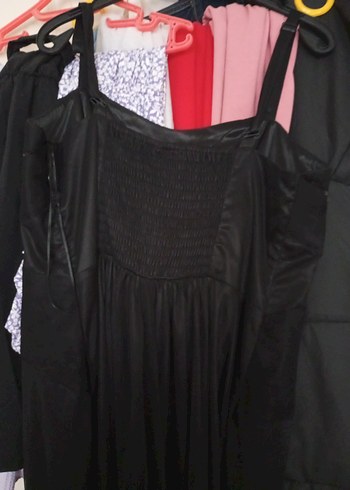 Siyah Drapeli Straplez Midi Gotik Elbise - Görsel 5