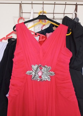 pembe Drapeli Uzun Abiye Elbise - Görsel 2