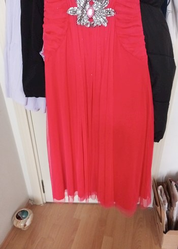 pembe Drapeli Uzun Abiye Elbise - Görsel 3