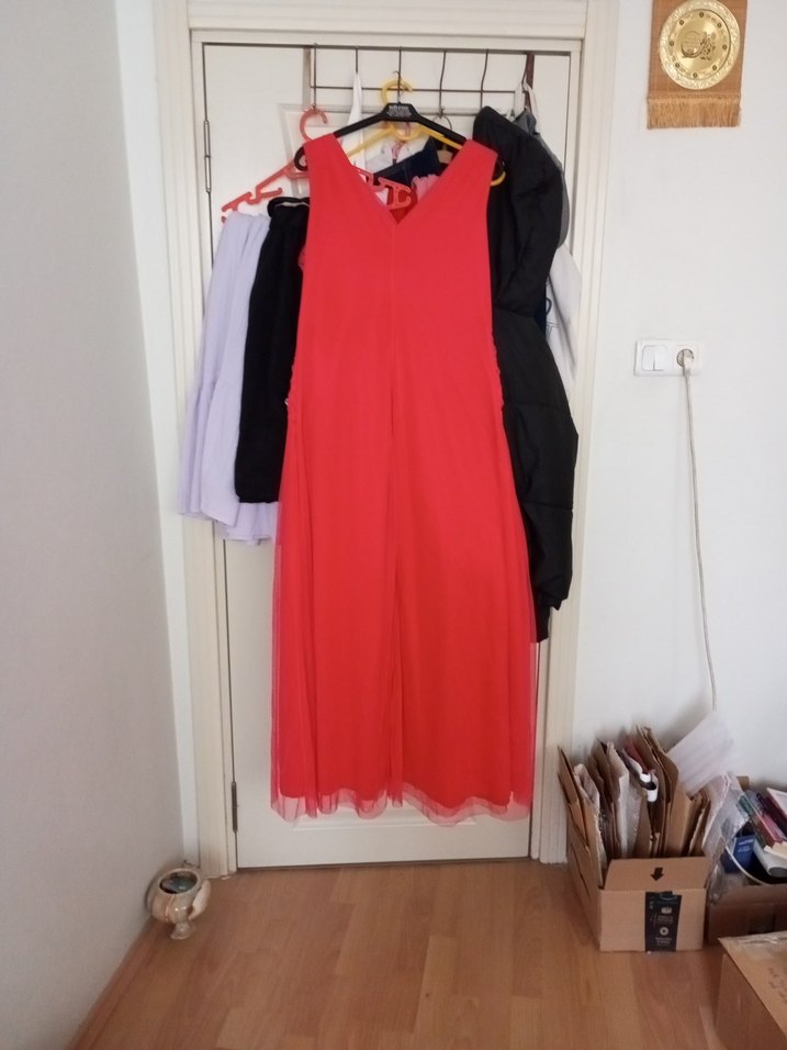 pembe Drapeli Uzun Abiye Elbise - Görsel 4