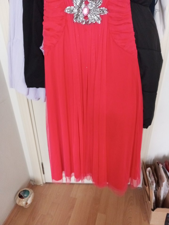 pembe Drapeli Uzun Abiye Elbise - Görsel 3