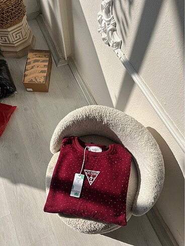 Guess bordo taşlı sweat