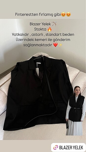 m Beden siyah Renk Blazer yelek