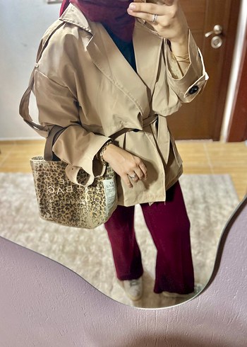 Kemerli Camel Midi Trençkot