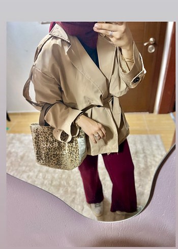 m Beden Kemerli Camel Midi Trençkot