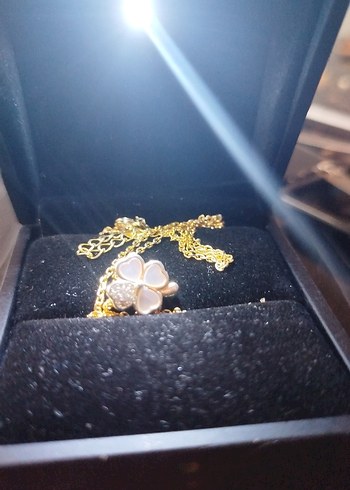 Uzun Zincirli Beyaz Melek Kolye dört yapraklı yonca - Görsel 2